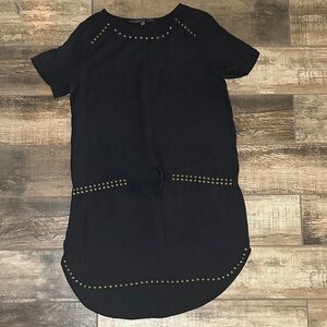 Fun 2 Fun Black High Low Dress with Gold Accents